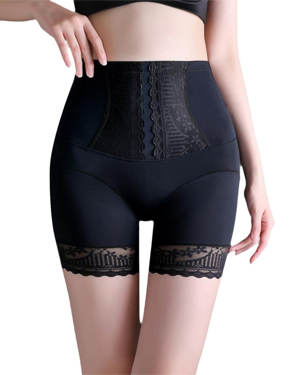 Caintima Womens Shapewear High Waisted Tummy Control Panties XXL Black Lace Trim